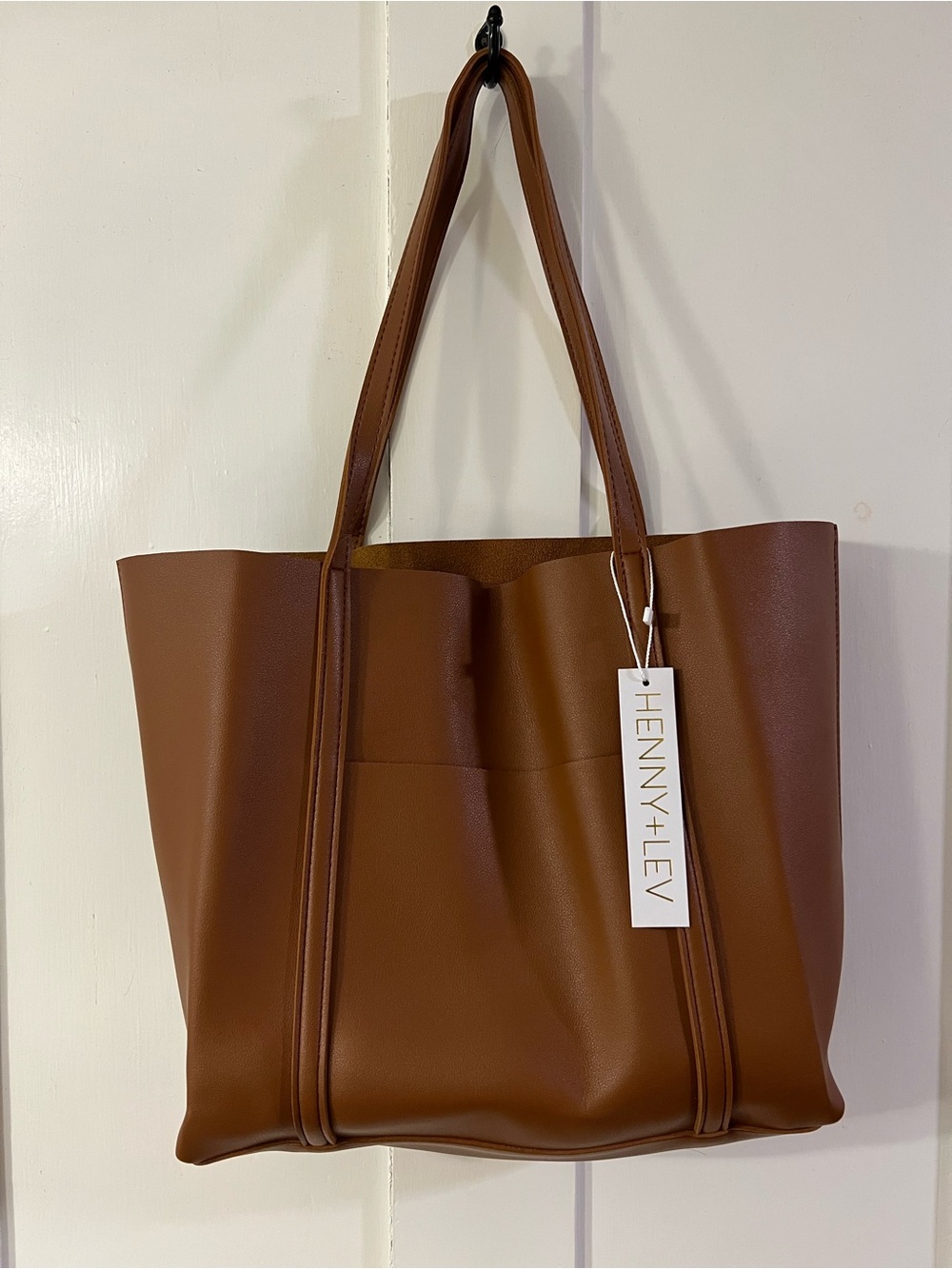 Henny + Lev Danielle Vegan Leather Tote bag in Cognac